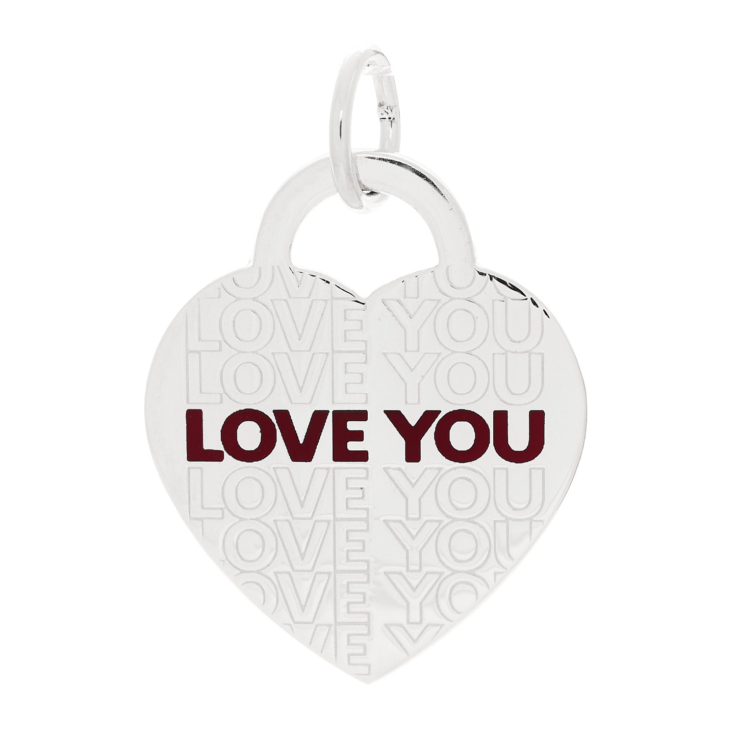 Sterling Silver Enamel LOVE YOU Heart Charm Red
