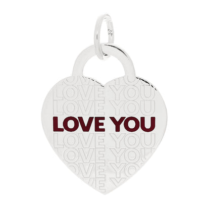 Tiffany Sterling Silver Enamel LOVE YOU Heart Charm Red 1 of 5