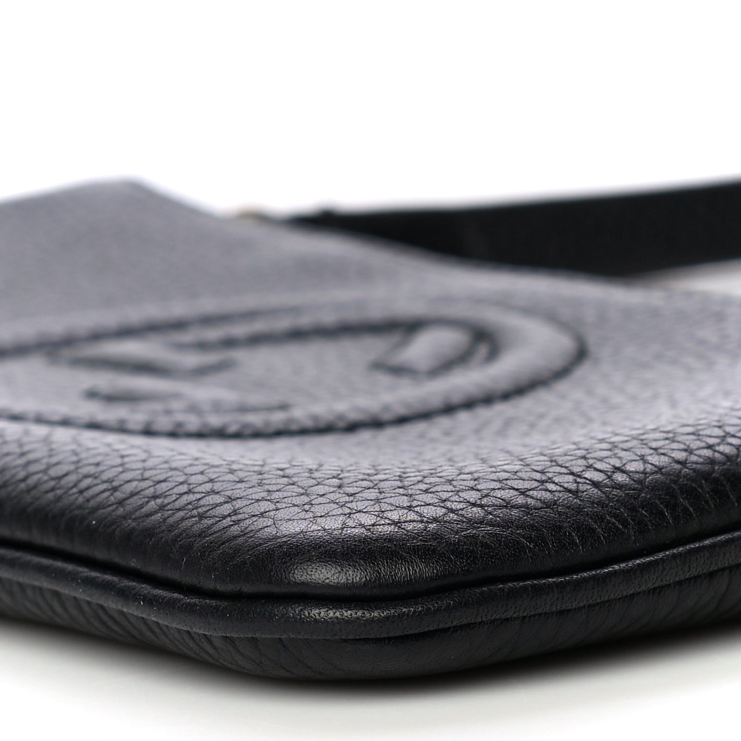 Pebbled Calfskin Soho Wristlet Black