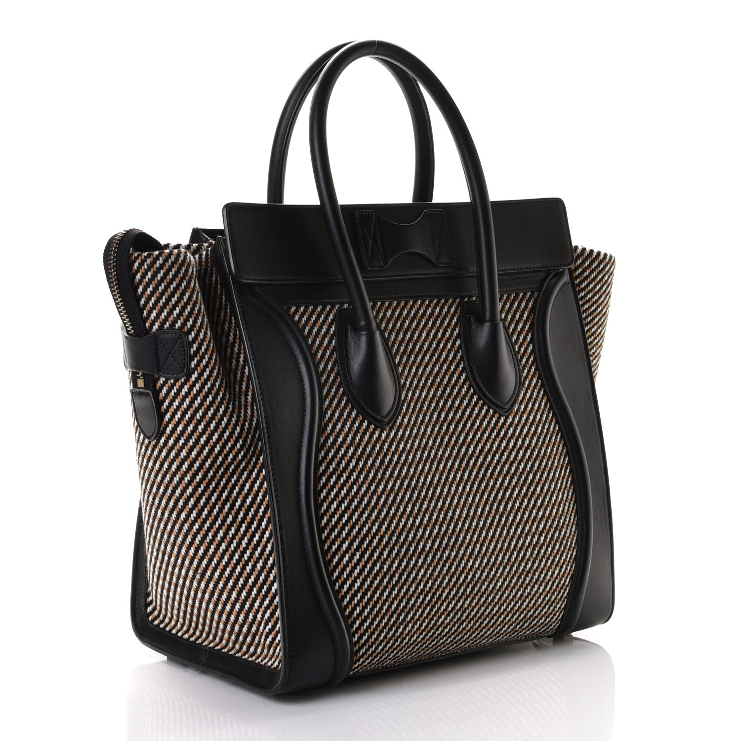 Celine Twill Smooth Calfskin Mini Luggage Dune Black 2 of 9