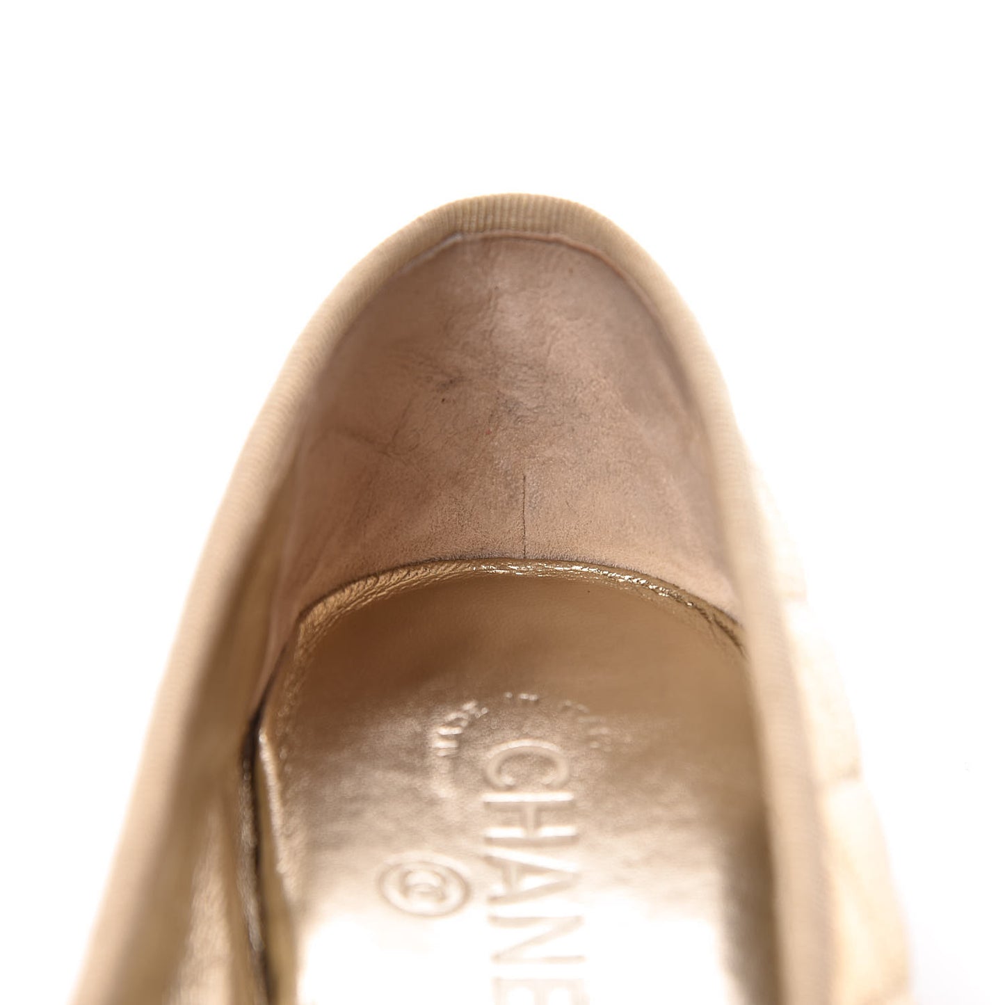 Metallic Lambskin Quilted Cap Toe Ballerina Flats 40 Gold
