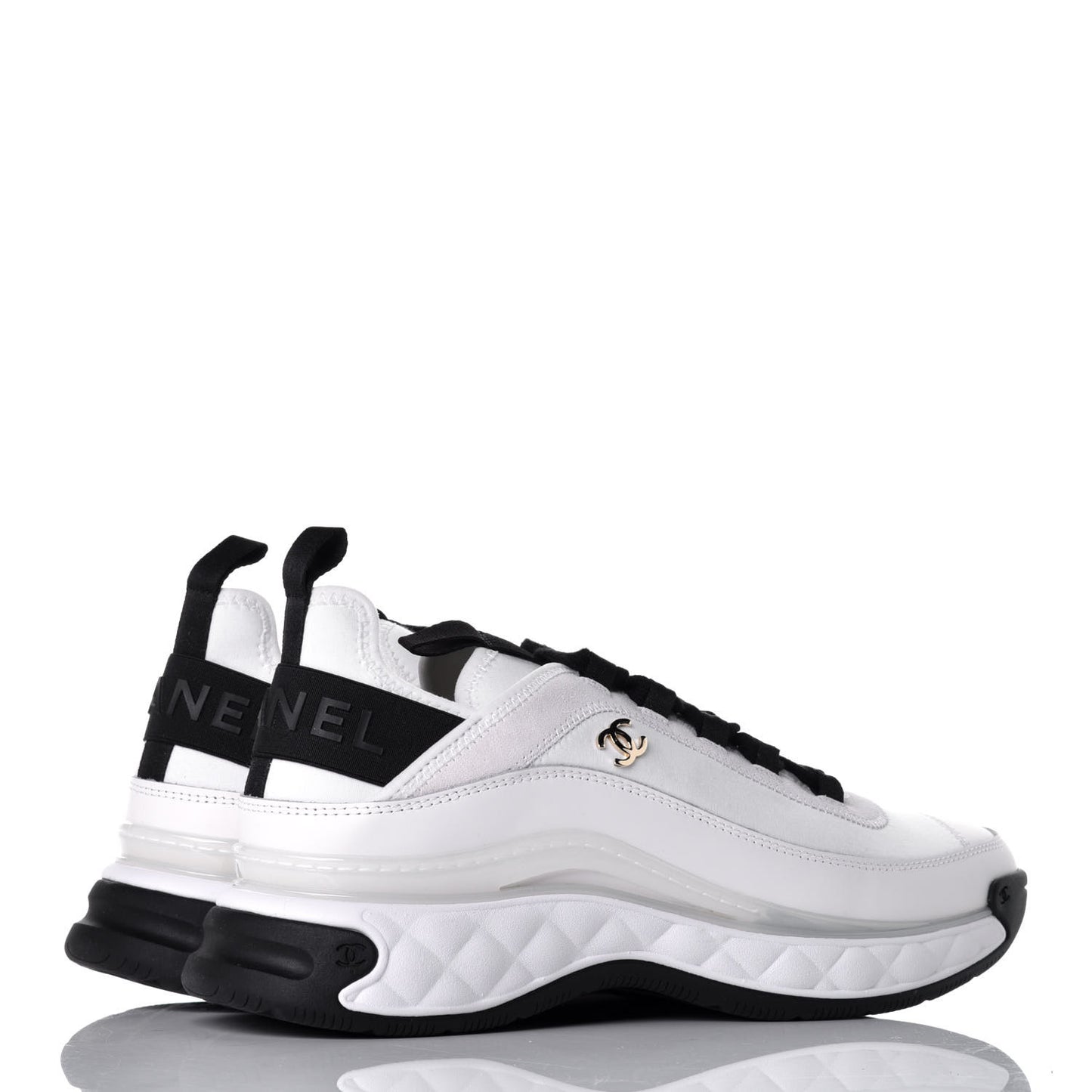 Velvet Calfskin Mixed Fibers CC Sneakers 41 Ivory Black