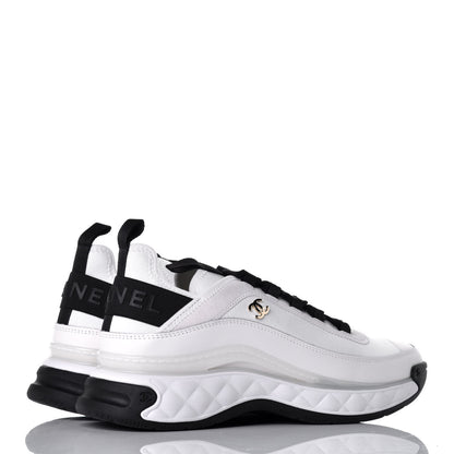 Chanel Velvet Calfskin Mixed Fibers CC Sneakers 41 Ivory Black 4 of 9