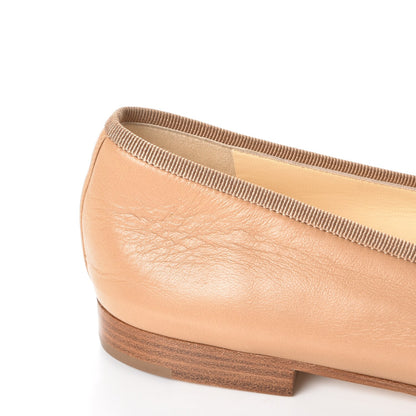 Chanel Lambskin Cap Toe CC Ballerina Flats 37.5 Dark Beige 11 of 14