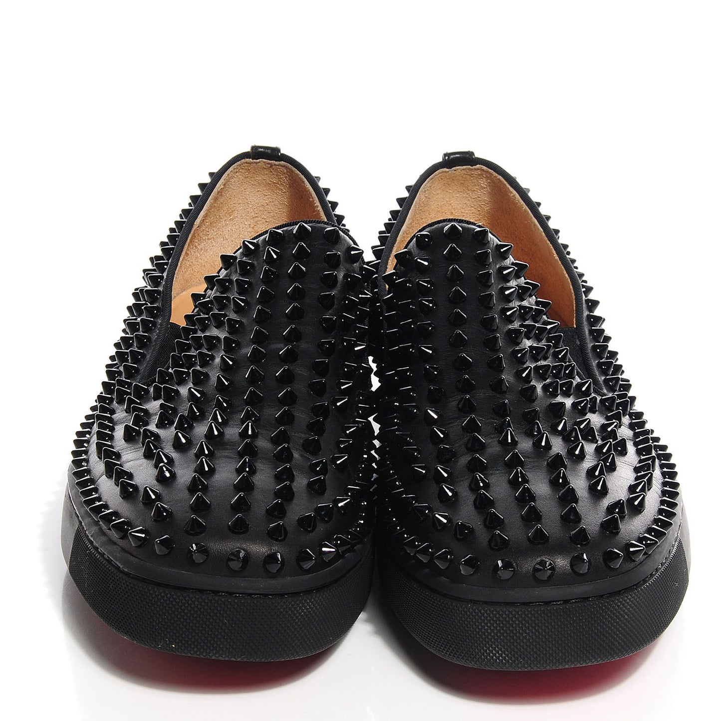 Mens Calfskin Spikes Roller Boat Flat 45 Black