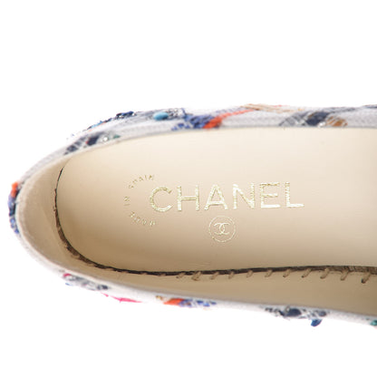 Chanel Tweed Grosgrain CC Espadrilles 41 White Blue Pink Green Black 7 of 8