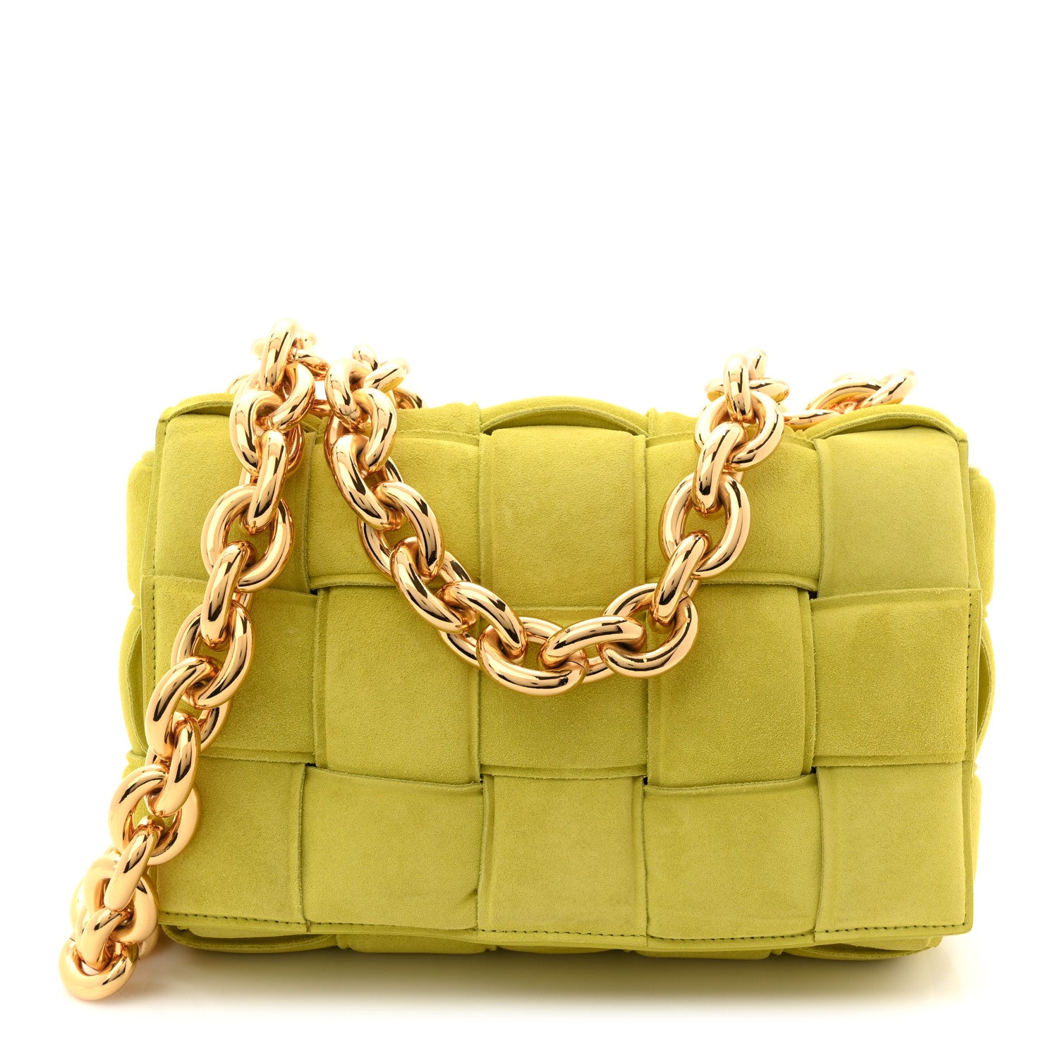 Bottega Veneta Suede Maxi Intrecciato Padded Chain Cassette Crossbody Bag Kiwi 1 of 21