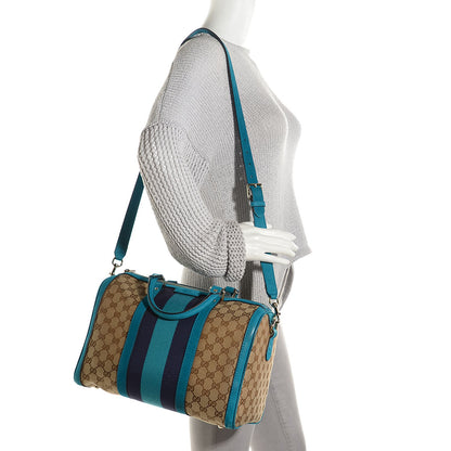 Gucci Monogram Vintage Web Medium Boston Teal 2 of 10