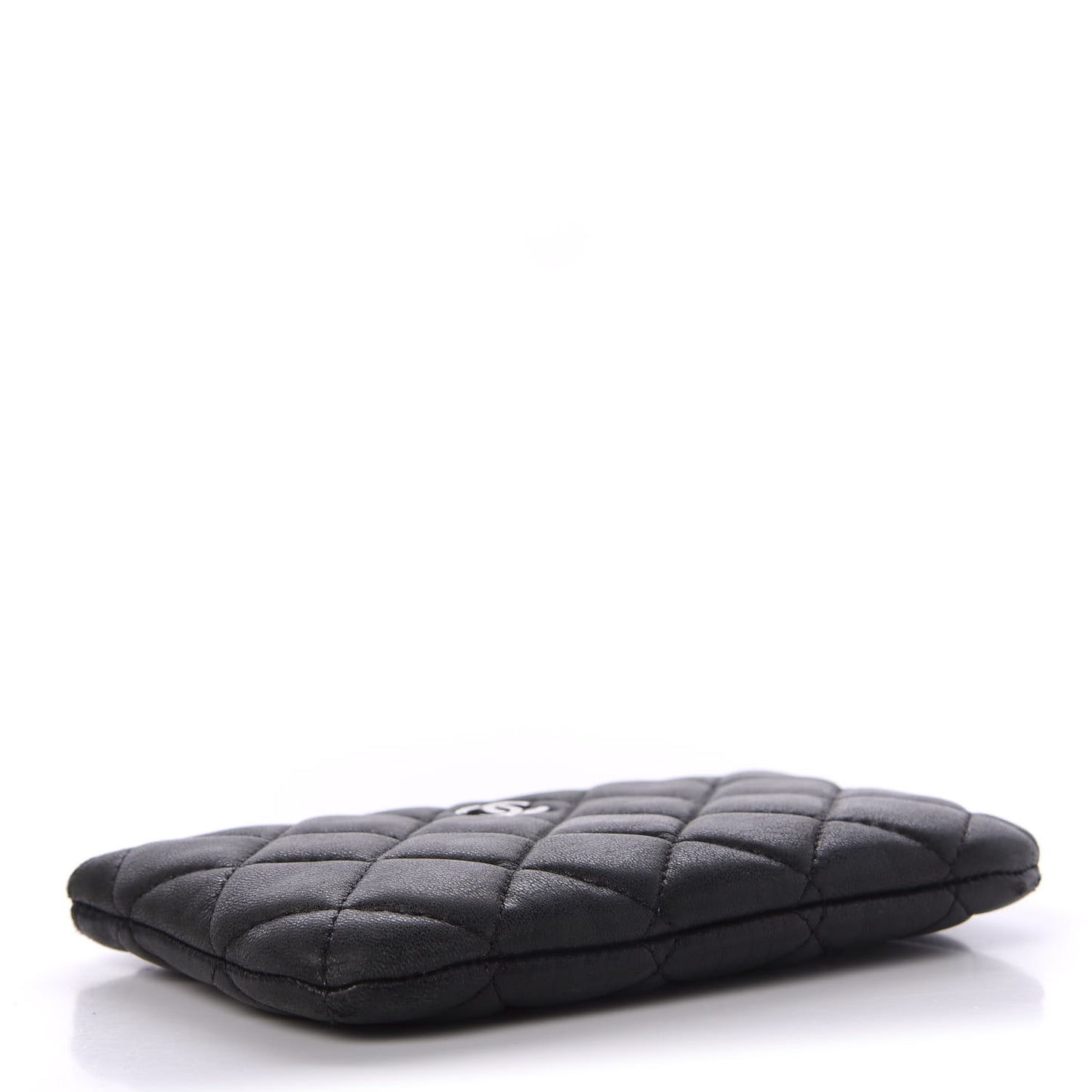 Lambskin Quilted Small Cosmetic Case Black