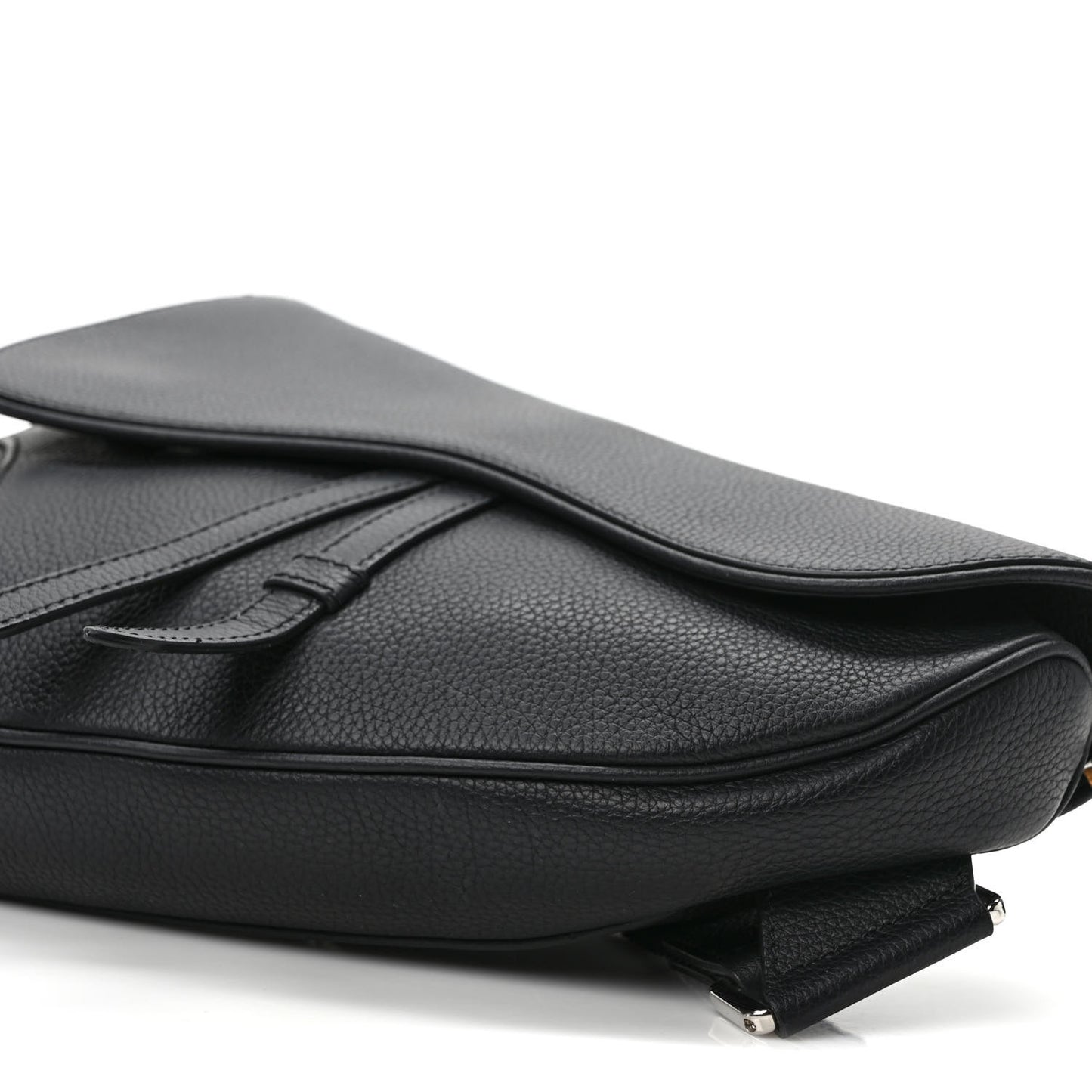 Grained Calfskin Mens Saddle Pouch Black