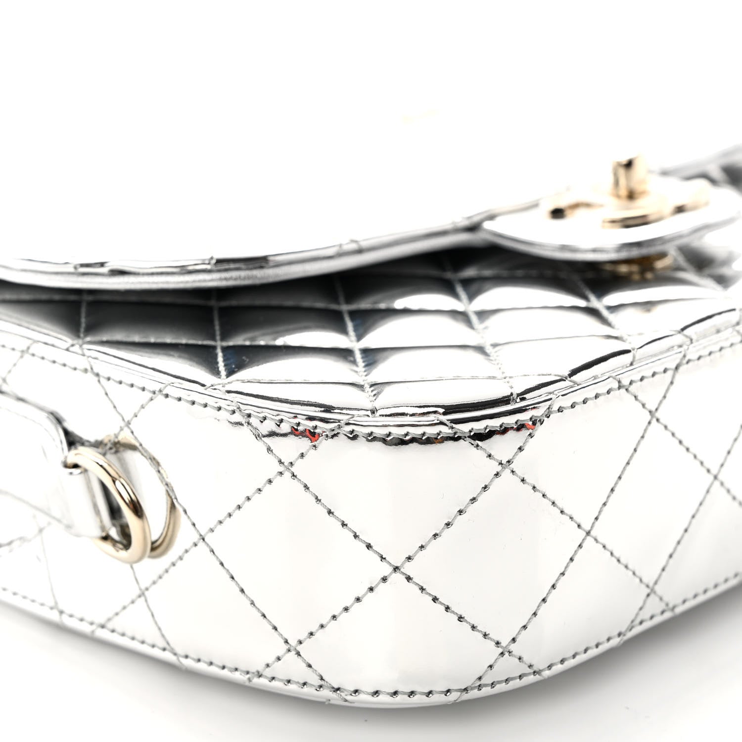 Chanel Mirror Calfskin Metallic Calfskin Medium Hollywood Boulevard Flap With Star Coin Purse Silvery 9 of 11