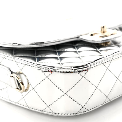 Chanel Mirror Calfskin Metallic Calfskin Medium Hollywood Boulevard Flap With Star Coin Purse Silvery 9 of 11
