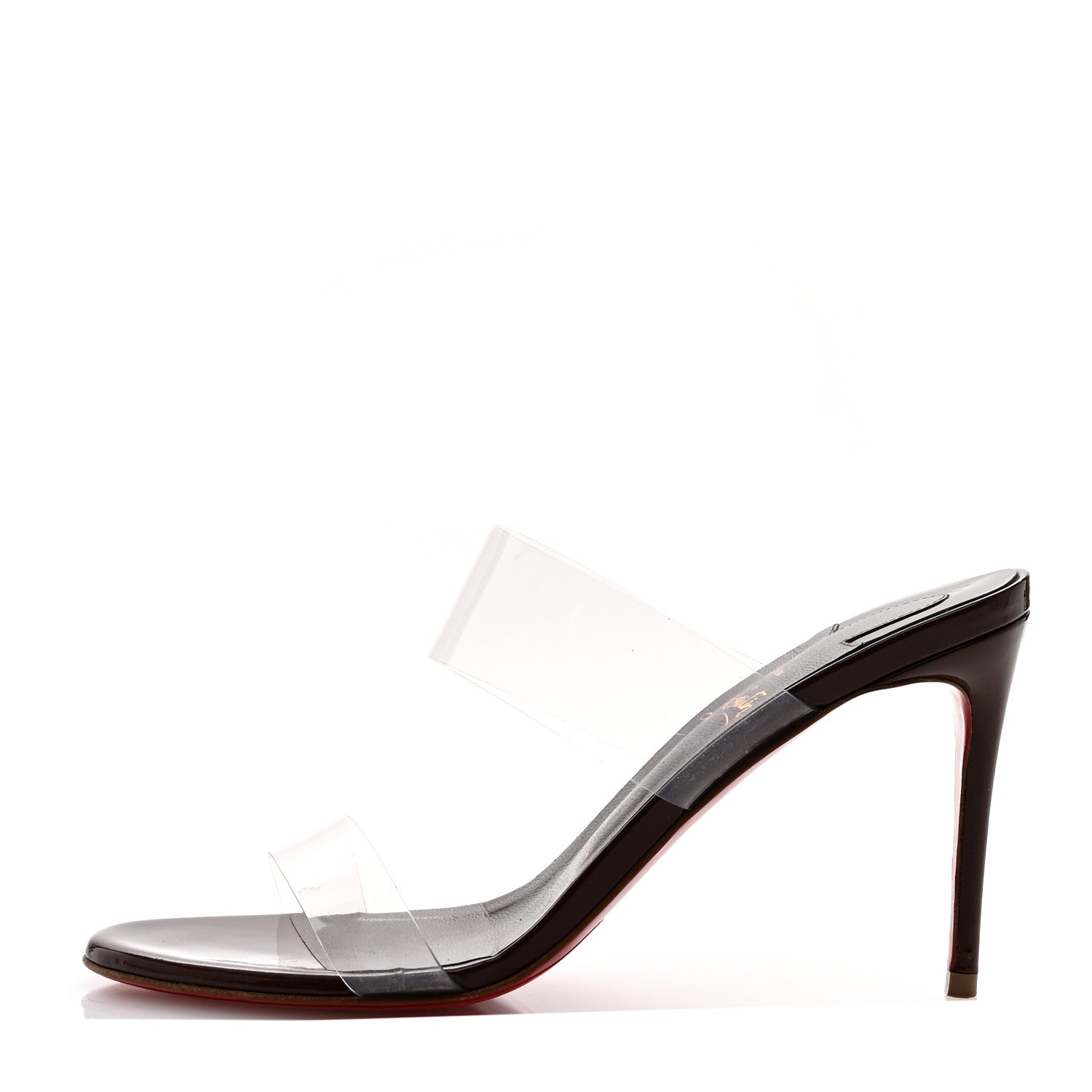 Christian Louboutin Patent PVC Just Nothing 85 Slide Sandals 37 Black 1 of 9