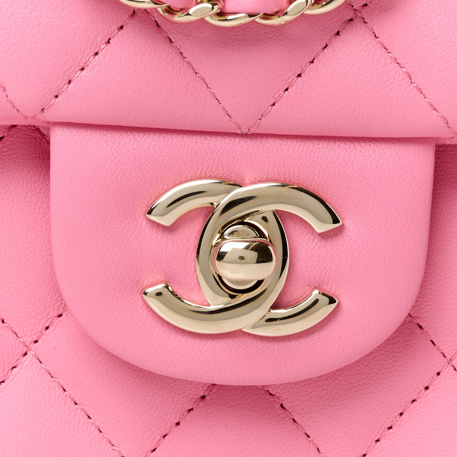 Chanel Lambskin Quilted Mini Top Handle Rectangular Flap Pink 9 of 12