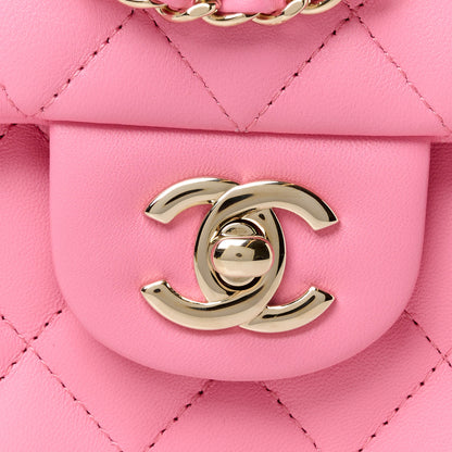 Chanel Lambskin Quilted Mini Top Handle Rectangular Flap Pink 9 of 12