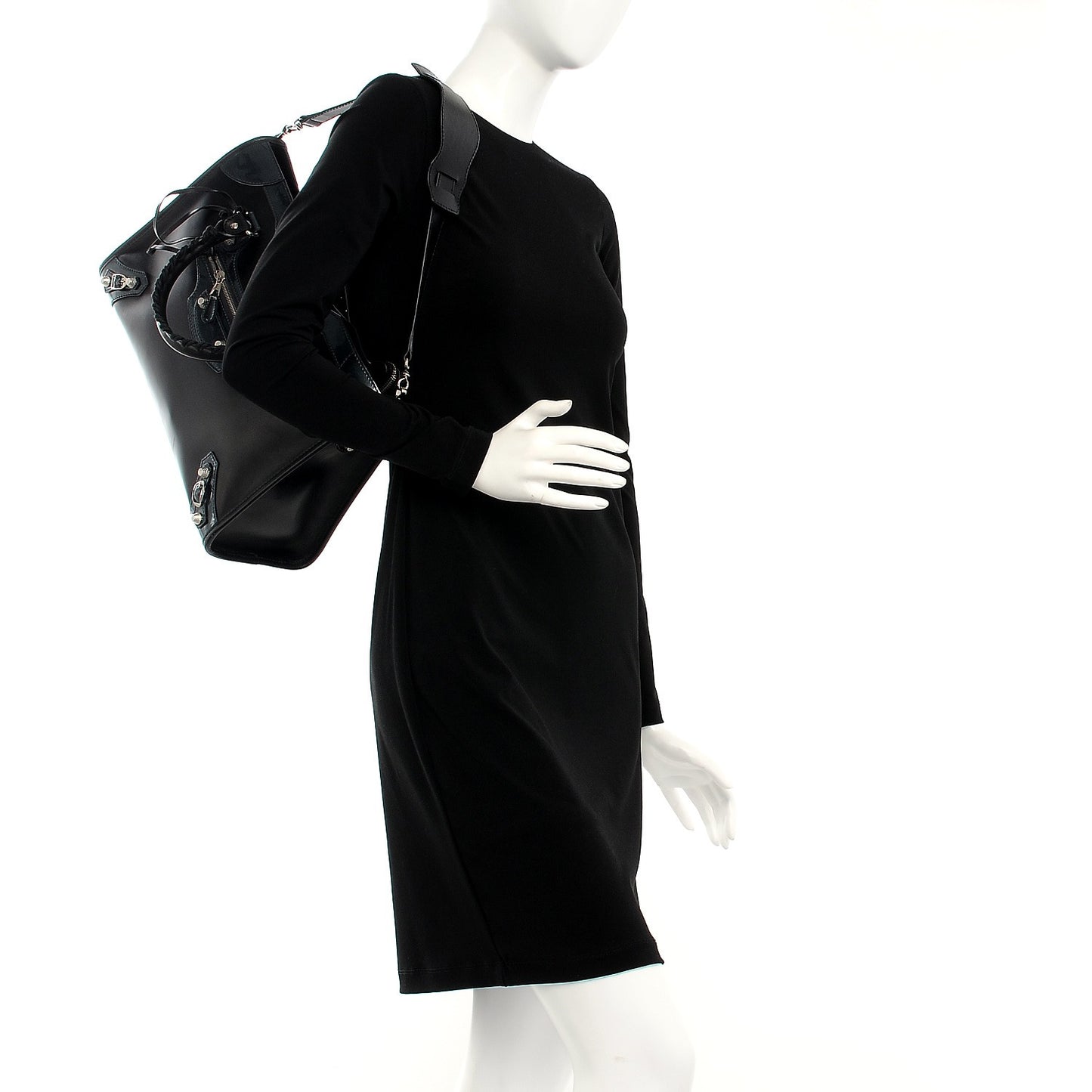 Smooth Calfskin Metallic Patent Giant 12 Silver Hardware City Black Gris