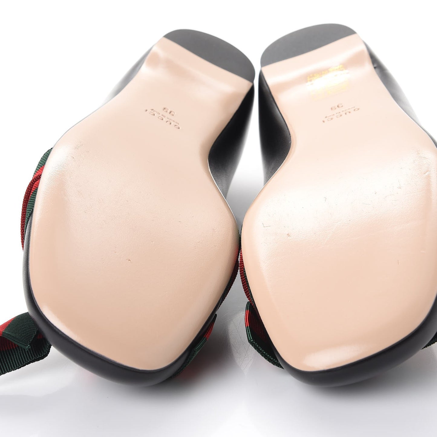 Calfskin Web Ballerina Flat 39 Nero Black