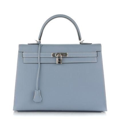 Hermes Epsom Kelly Sellier 35 Bleu Lin 1 of 26