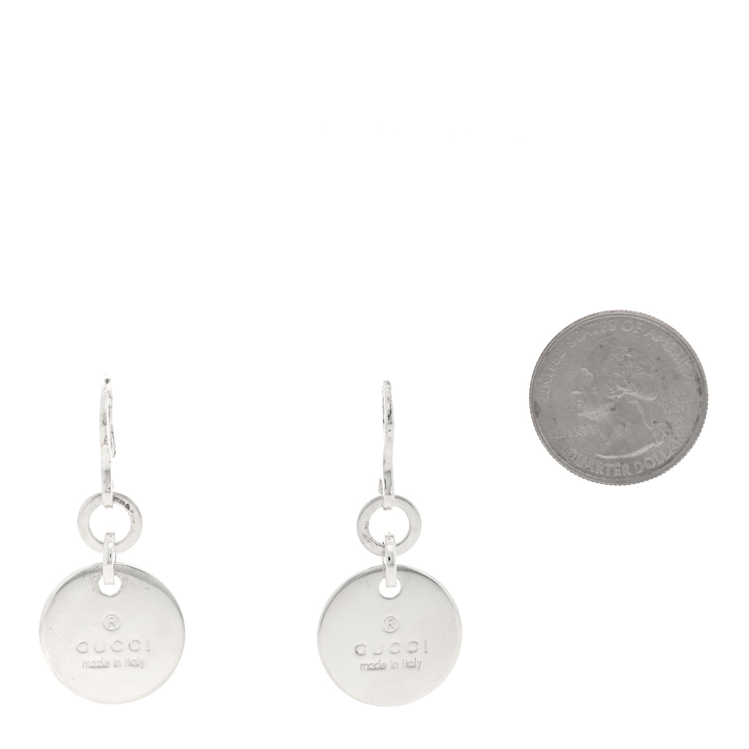 Gucci Sterling Silver Trademark Round Drop Earrings 2 of 4
