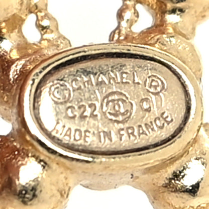 Chanel Metal Bead Round CC Drop Earrings Gold 4 of 4