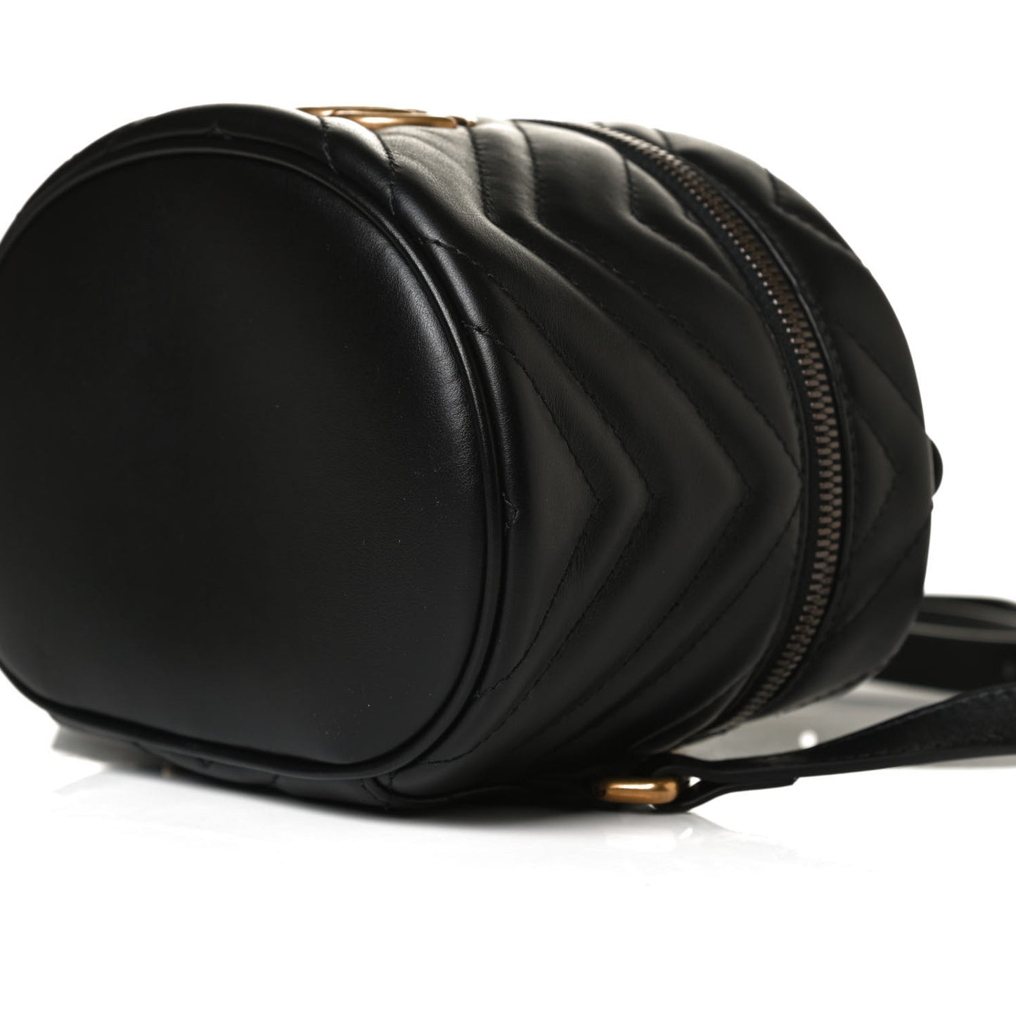 Calfskin Matelasse Mini GG Marmont Round Backpack Black