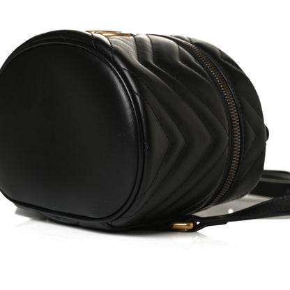 Gucci Calfskin Matelasse Mini GG Marmont Round Backpack Black 9 of 12