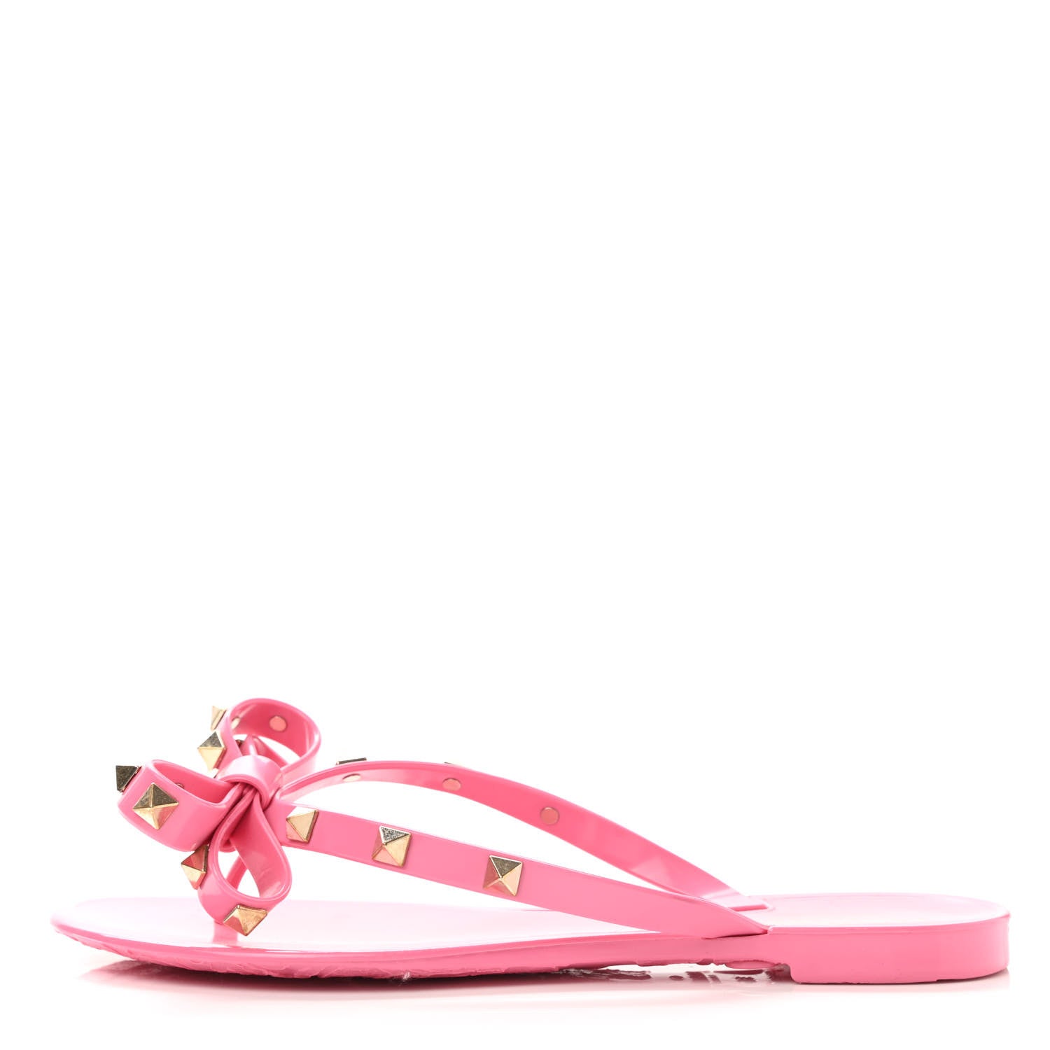 Valentino Garavani PVC Jelly Rockstud Bow Thong Sandals 35 Sweet Pink 1 of 7