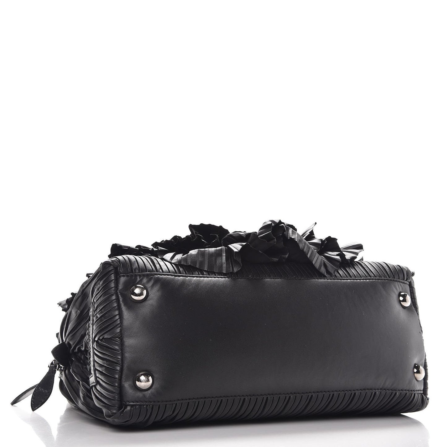 Nappa Pleated Petale Dome Tote Black