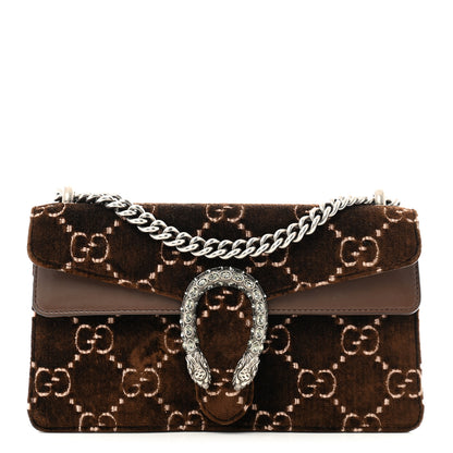 Gucci Velvet Moon Calfskin Crystal GG Monogram Small Dionysus Shoulder Bag Brown Vintage Cocoa Black Diamond 1 of 11