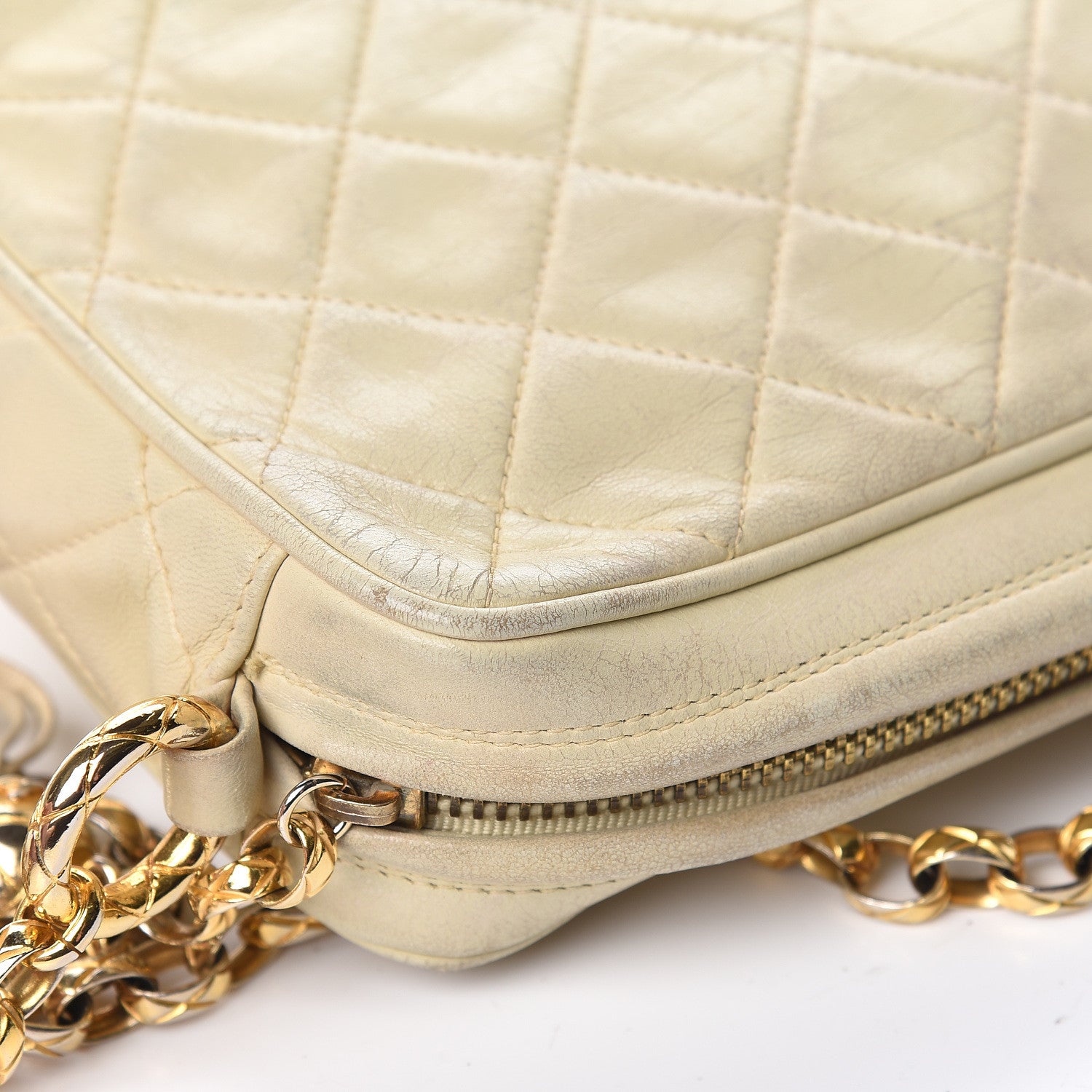 Chanel Lambskin Quilted Tassel Camera Case Pouch Beige 22 of 24
