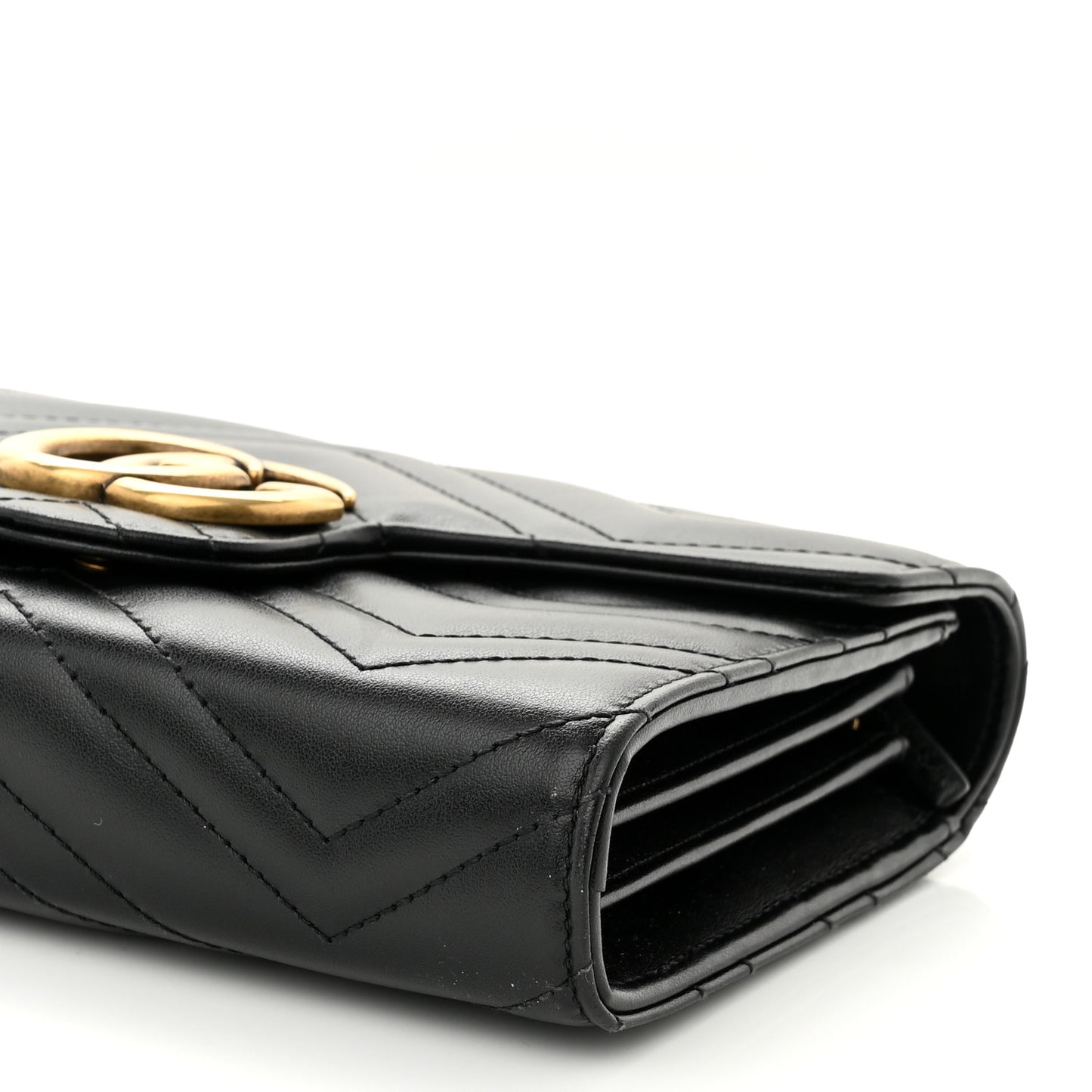 Calfskin Matelasse GG Marmont Chain Wallet Black