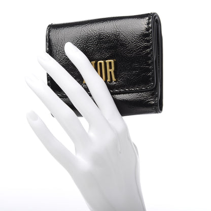 Christian Dior Textured Patent Calfskin Medium D-Fence Wallet Black 2 of 7