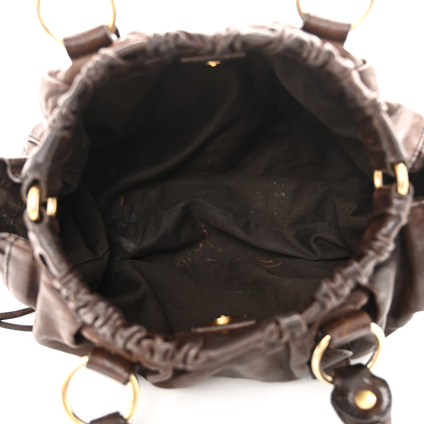 Vitello Lux Gathered Tote Brown