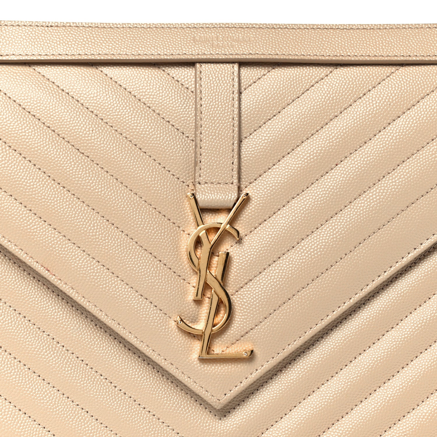 Saint Laurent Grain De Poudre Matelasse Chevron Large Monogram Satchel Nude Powder 9 of 11