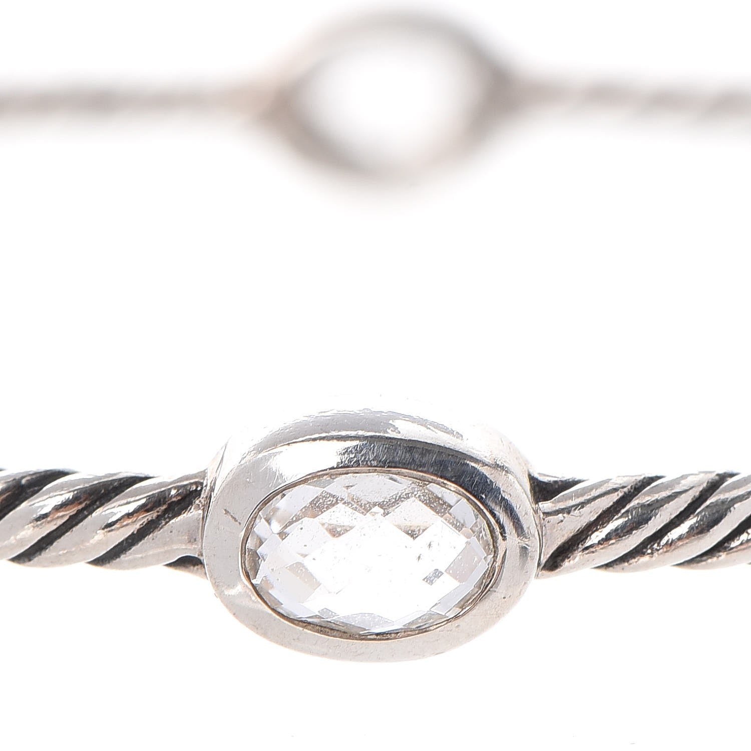 David Yurman Sterling Silver Crystal Color Classics Cable Bangle Bracelet Set of 2 8 of 8