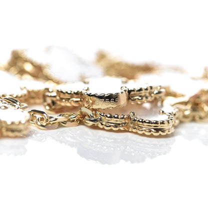 Van Cleef & Arpels 18K Yellow Gold Mother of Pearl 10 Motifs Vintage Alhambra Necklace 5 of 6