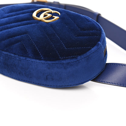 Gucci Velvet Matelasse GG Marmont Belt Bag 85 34 Cobalt Blue 7 of 8