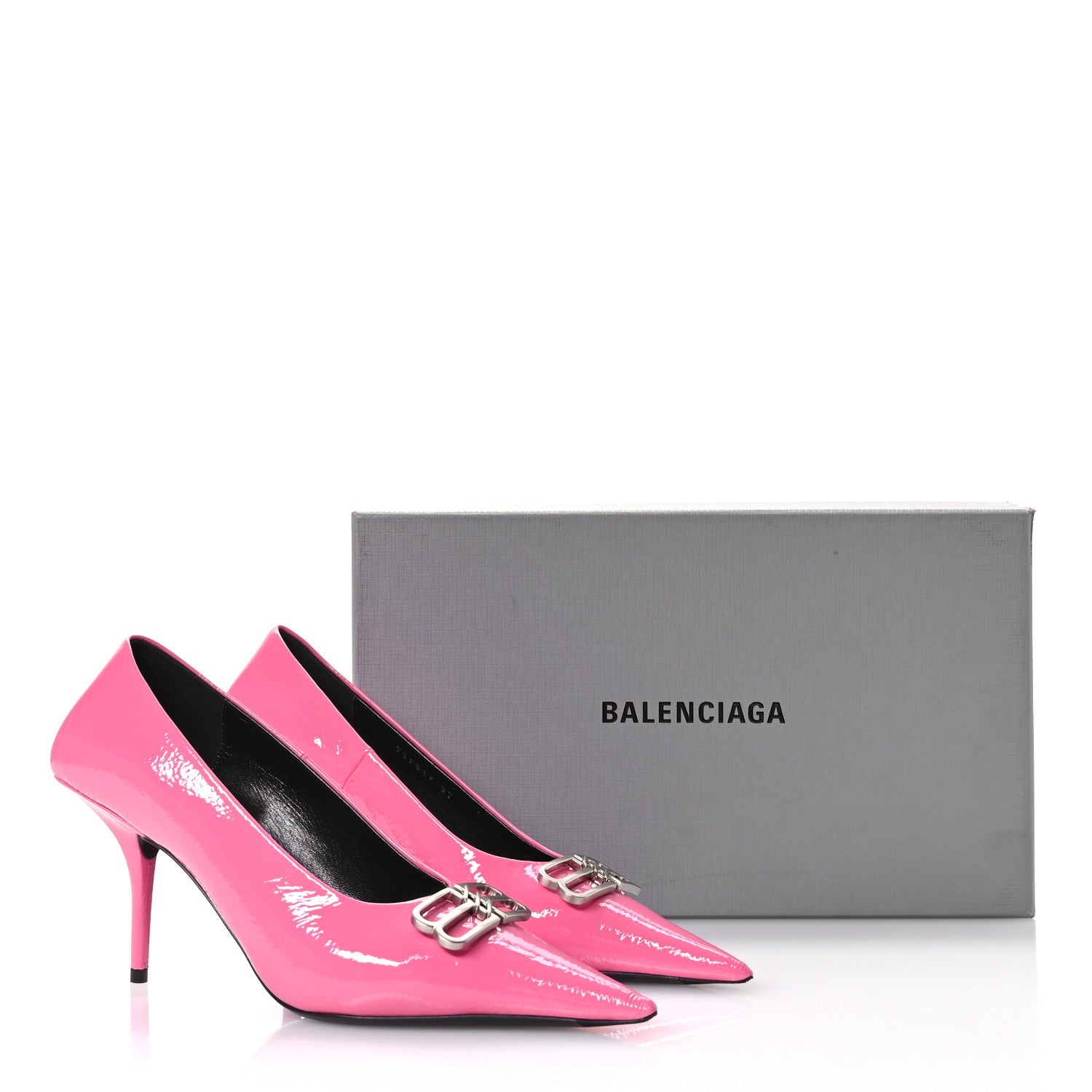 Balenciaga Shiny Calfskin BB Square Knife 80mm Pumps 37 Sweet Pink 9 of 9