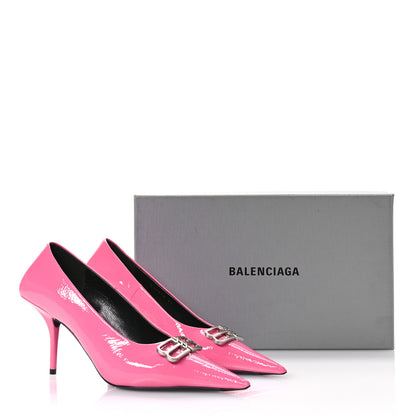 Balenciaga Shiny Calfskin BB Square Knife 80mm Pumps 37 Sweet Pink 9 of 9