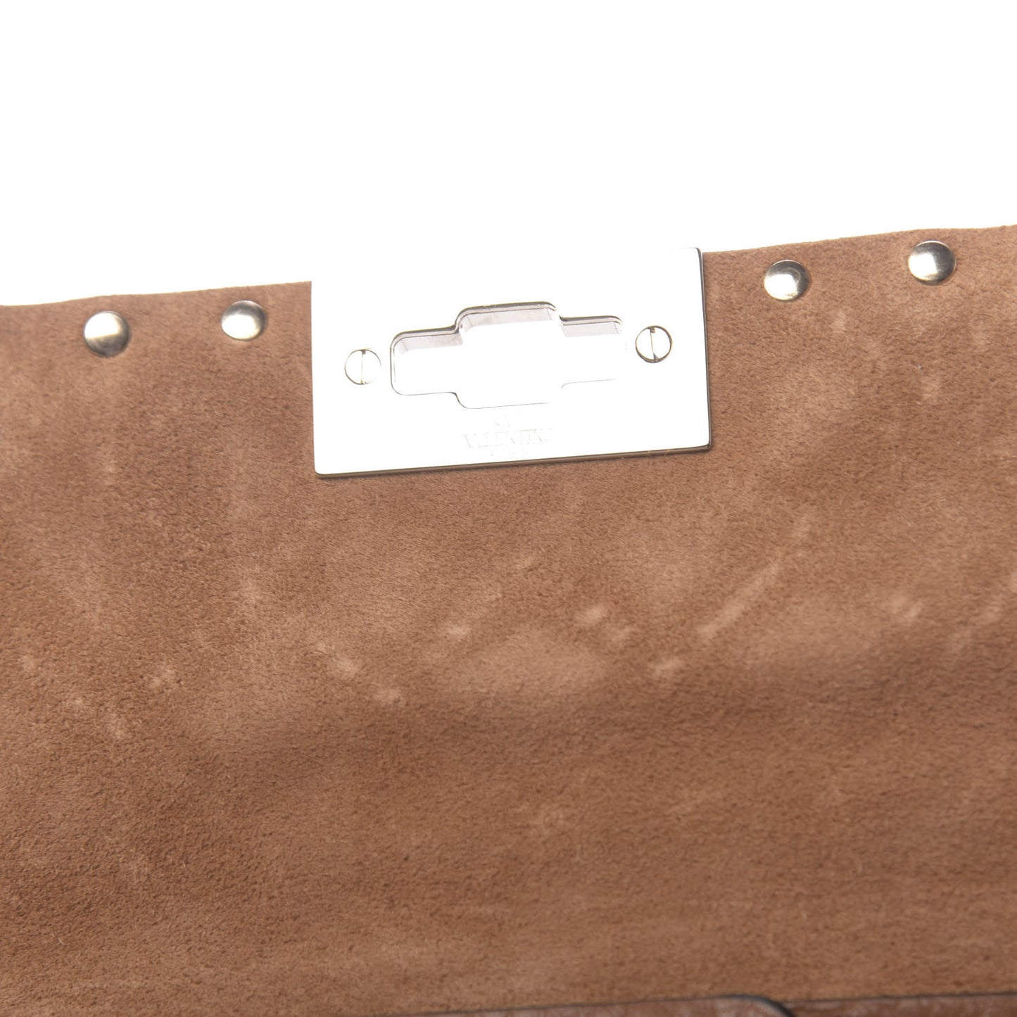 Grained Calfskin Beaded Rockstud Spike Wallet on Chain Light Cuir