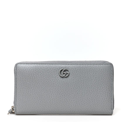 Gucci Dollar Calfskin Monochrome GG Marmont Zip Around Wallet Deep Grey 1 of 8