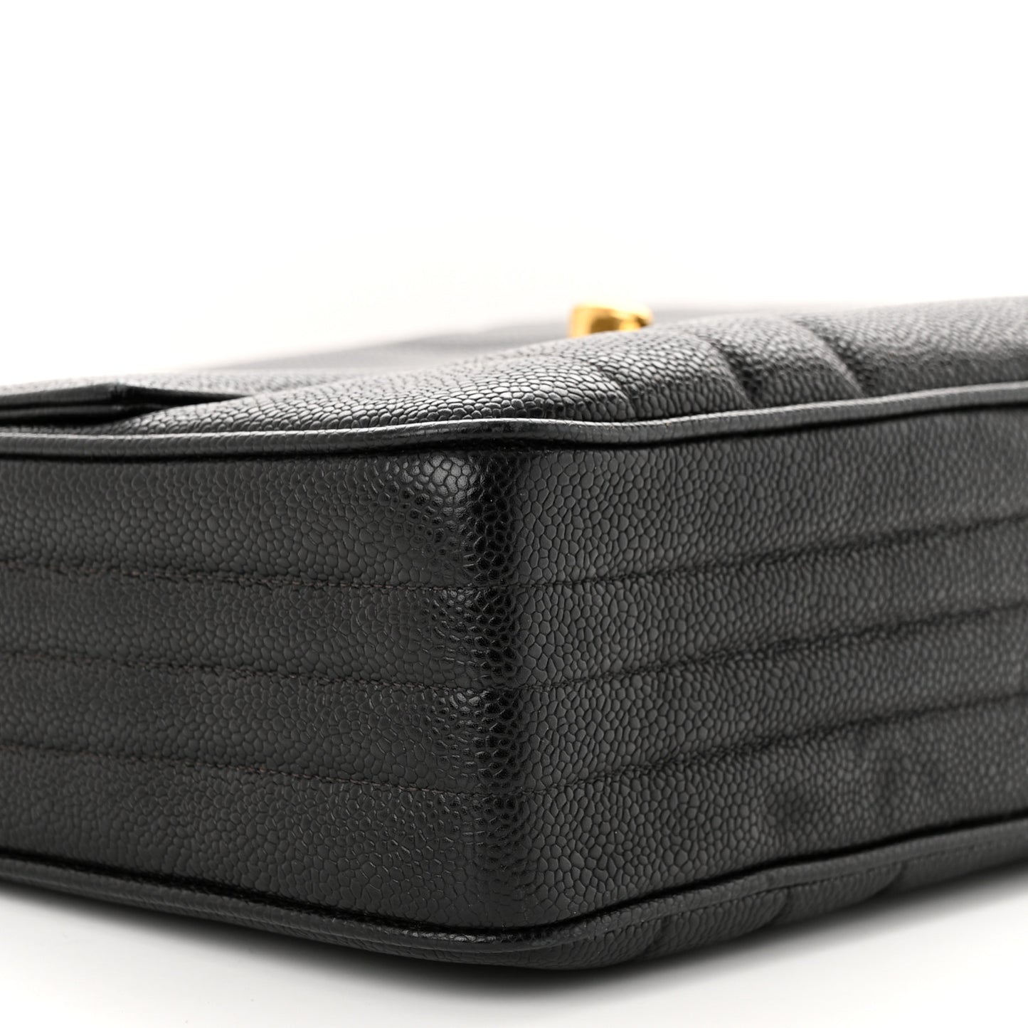 Caviar Vertical Quilted Flap Camera Bag Black