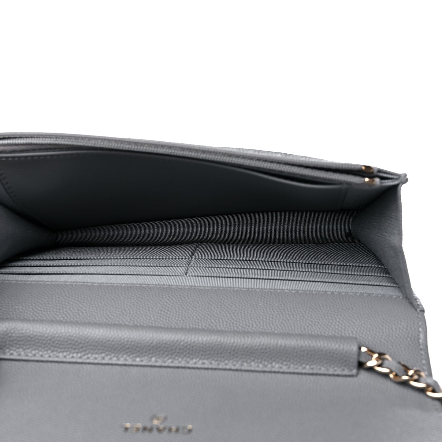 Caviar Quilted Wallet On Chain WOC Grey