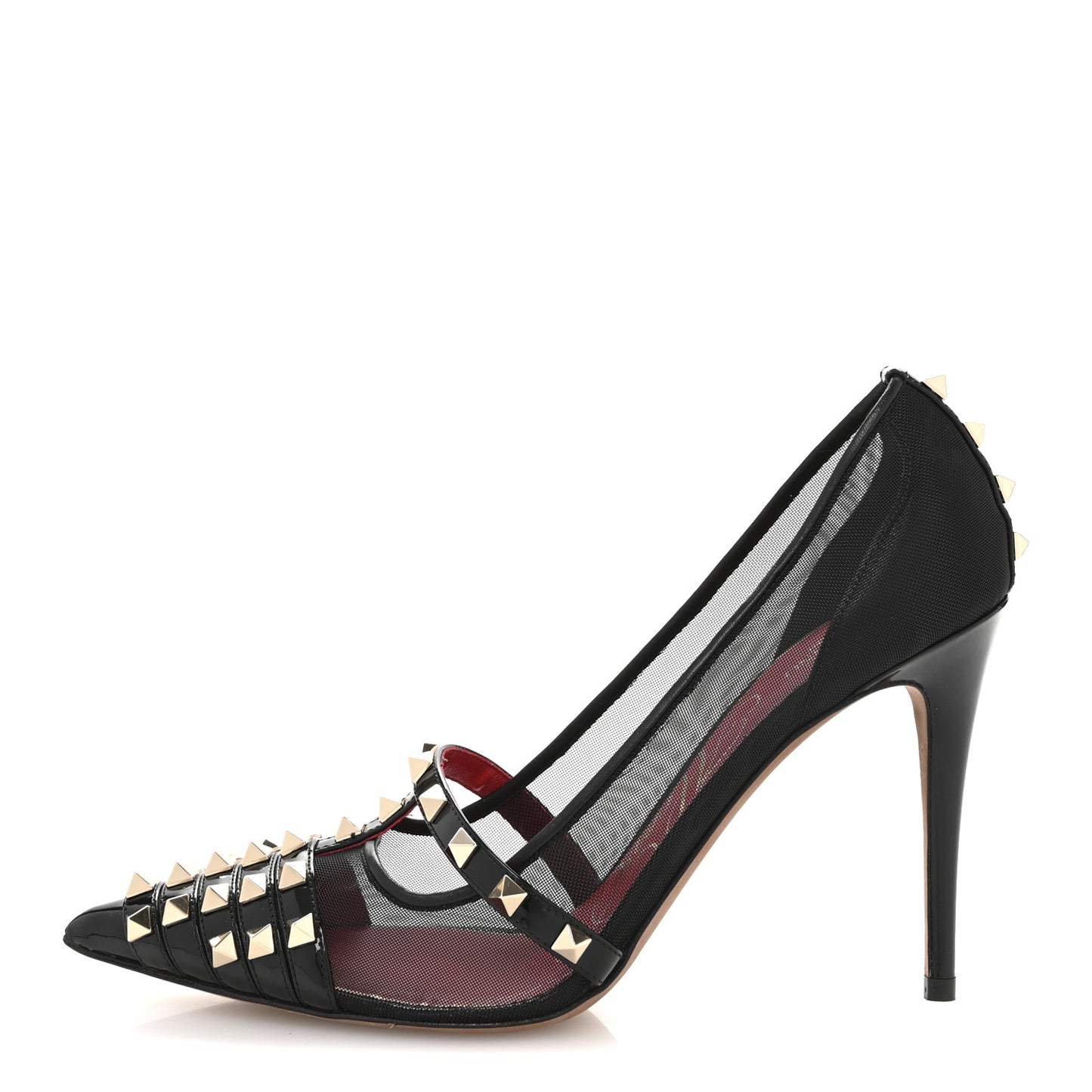 Mesh Patent Rockstud Alcove 100mm Pumps 39.5 Black