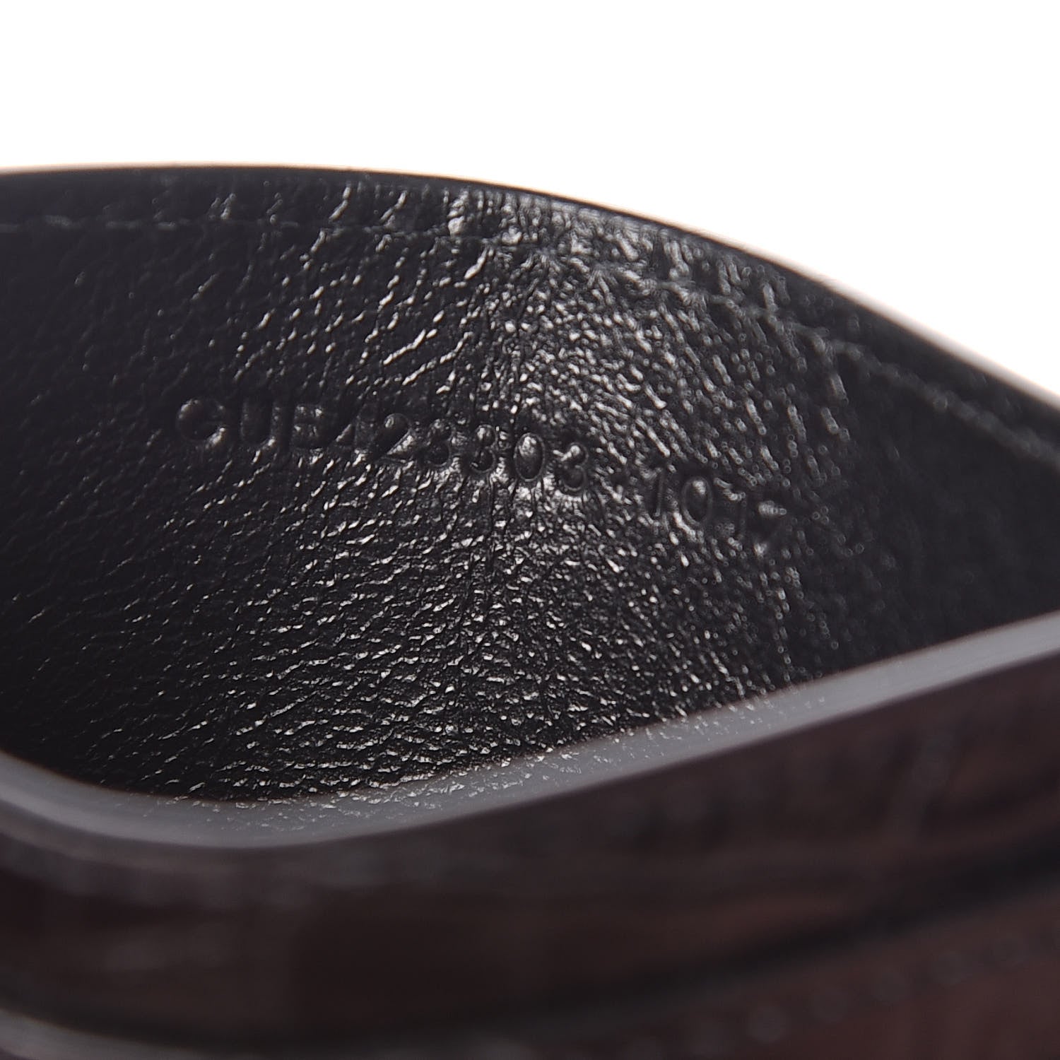 Saint Laurent Calfskin Crocodile Embossed Monogram Credit Card Case Black 7 of 8