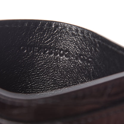 Saint Laurent Calfskin Crocodile Embossed Monogram Credit Card Case Black 7 of 8