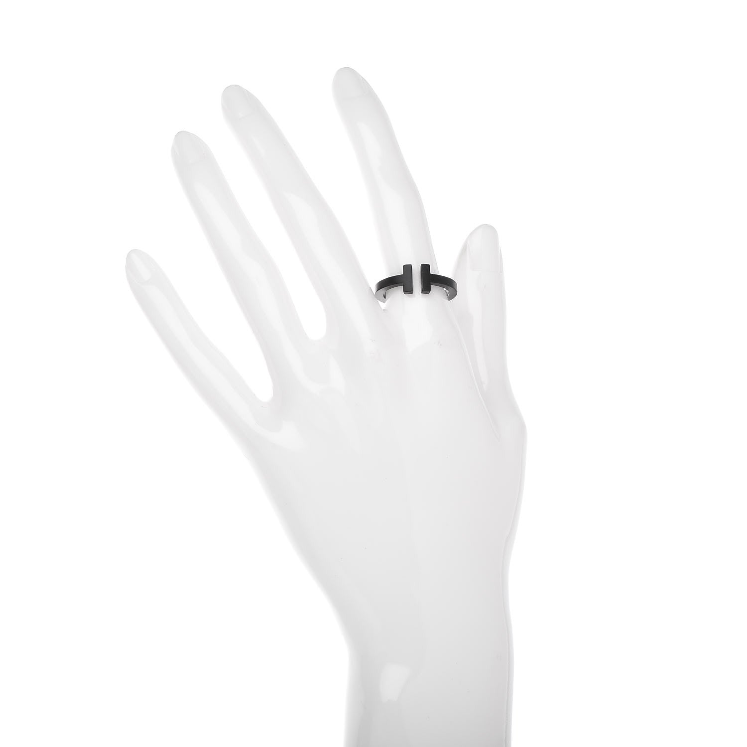 Tiffany Black-Coated Stainless Steel T Square Ring 54 7 Black 2 of 4
