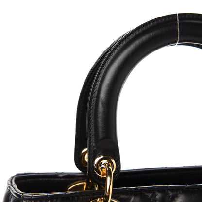 Christian Dior Lambskin Cannage Medium Lady Dior Black 12 of 13
