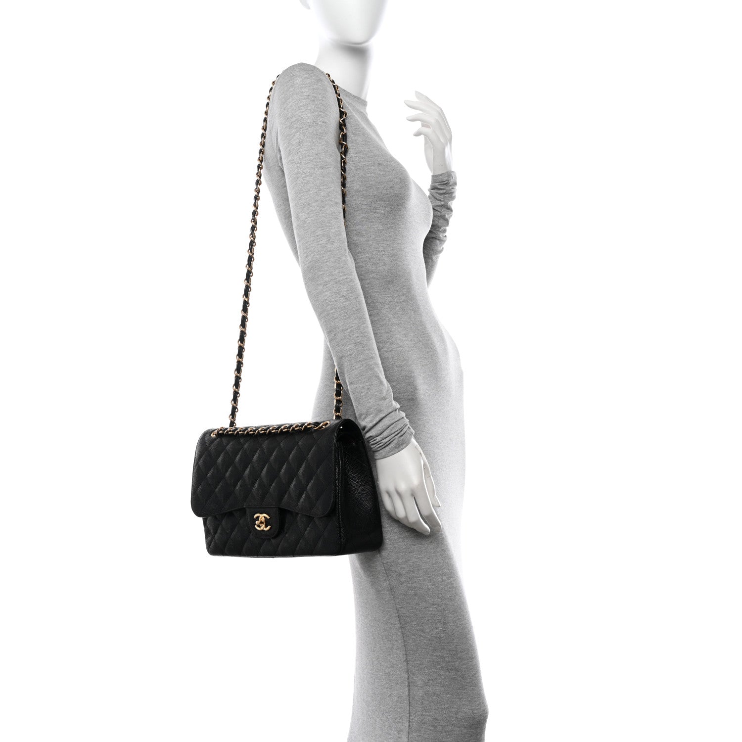 Chanel Caviar Quilted Jumbo Double Flap Black 2 of 11