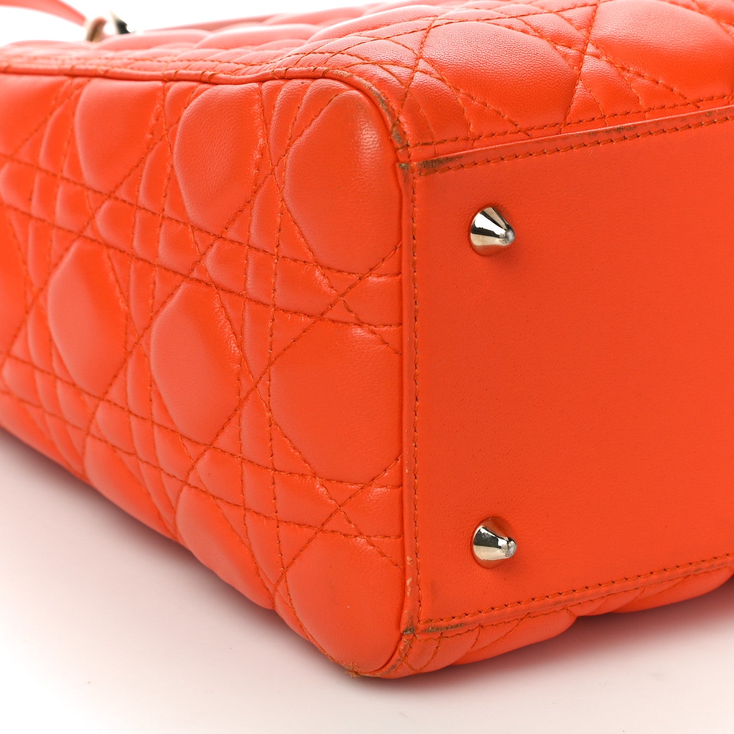 Christian Dior Lambskin Cannage Medium Lady Dior Orange 10 of 15